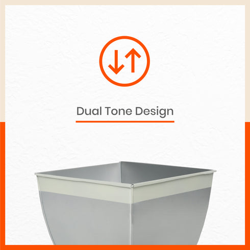 MYLA Metal Square Planters / Pots for Home / Garden / Balcony | Medium – Ash Grey & White - Set of 5